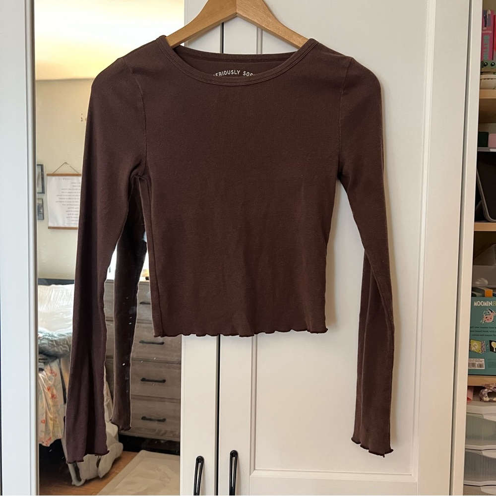 Aeropostale Chocolate Brown Long Sleeve Top